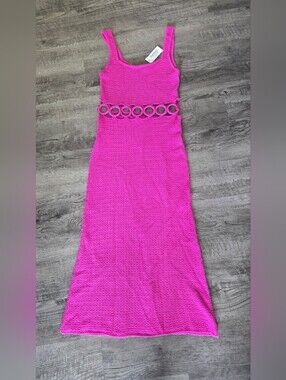 Heritage Neon Pink Sleeveless Maxi with Ring Waist Detail